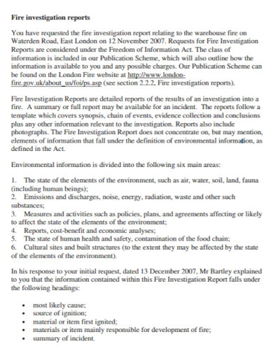 fire investigation report template