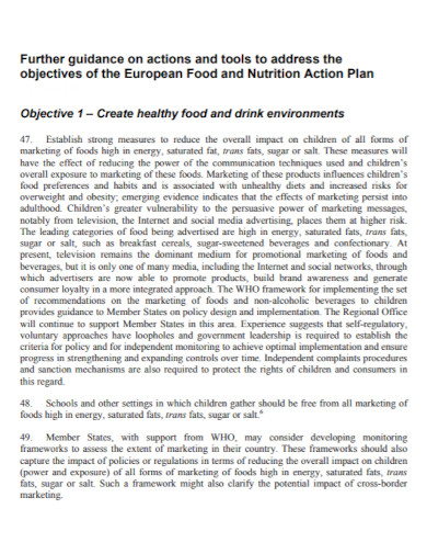 food and nutrition action plan