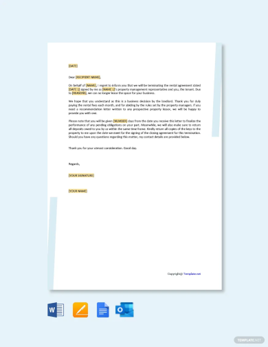 free rental termination letter from landlord to tenant template