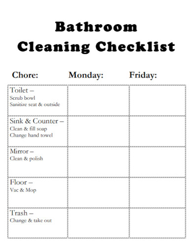 General Bathroom Cleaning Checklist