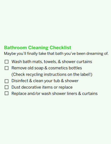 Home Bathroom Cleaning Checklist