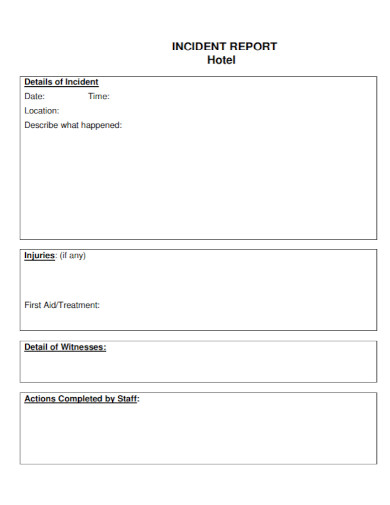hotel incident report template