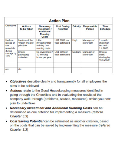 Housekeeping Action Plan - 3+ Examples, Format, Pdf | Examples