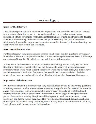 interview narrative report template