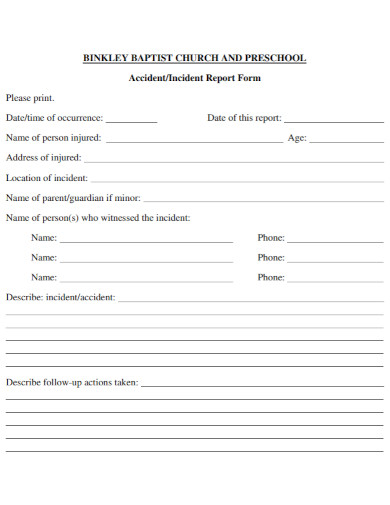 Preschool Incident Report - 3+ Examples, Format, Pdf | Examples