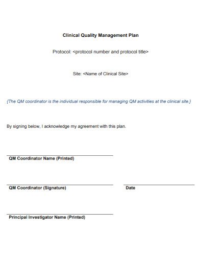 printable clinical quality management plan