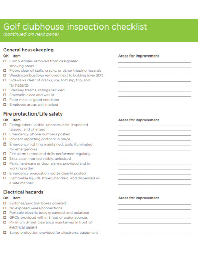 printable housekeeping inspection checklist