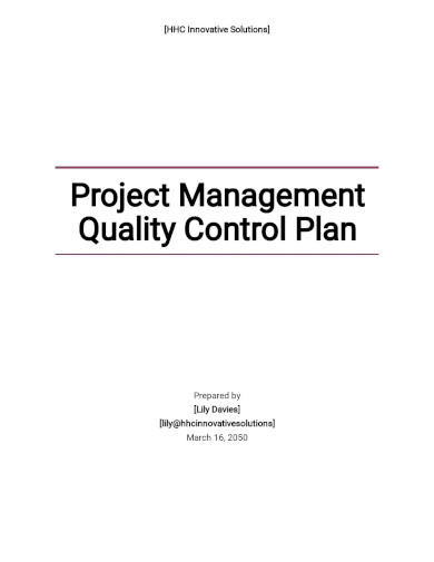 project management quality control plan template
