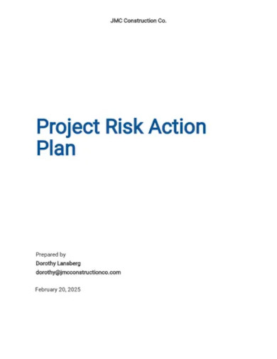 project risk action plan template