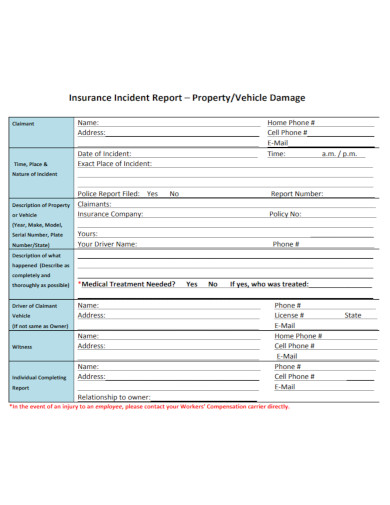 Property Insurance Incident Report