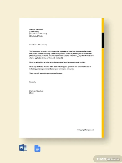 rent increase letter from landlord template