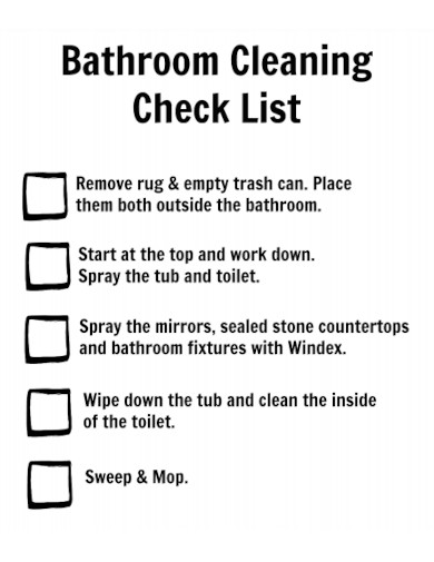 Residential Bathroom Cleaning Checklist