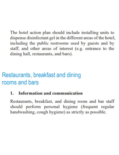 restaurants hotel action plan