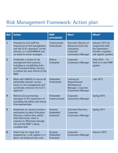 risk management framework action plan