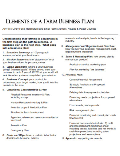 examples of small farm business plans