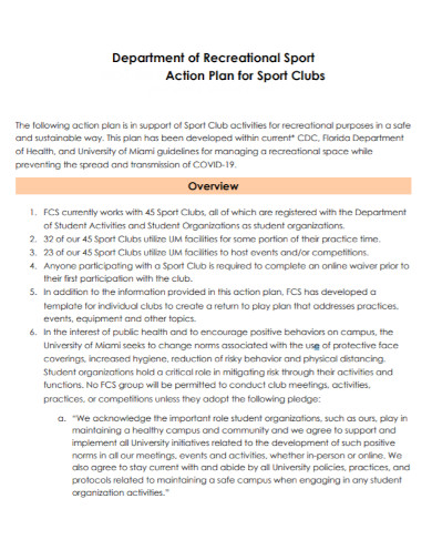 Sports Clubs Action Plan