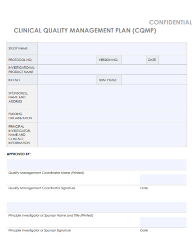 standard clinical quality management plan