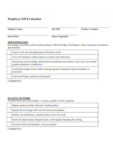 Self Evaluation for Work - 29+ Examples, Format, PDF