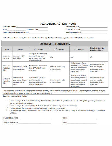 student academic action plan