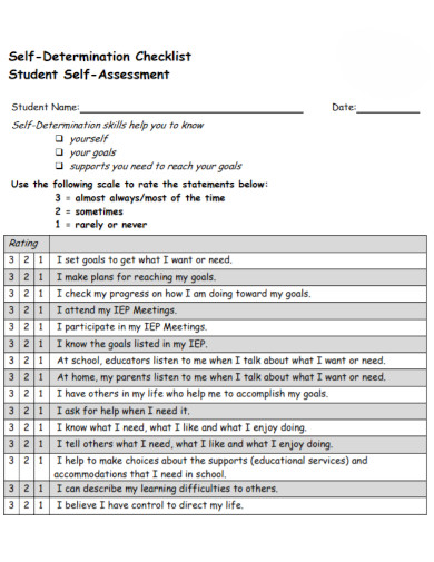 Examples Of Student Self Assessment In Math