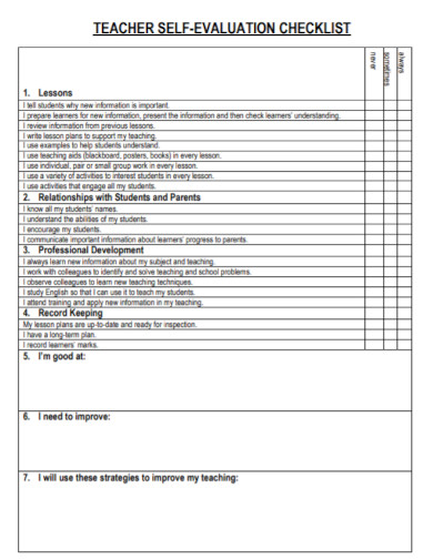 Self Evaluation Checklist 10 Examples Format Tips Pdf
