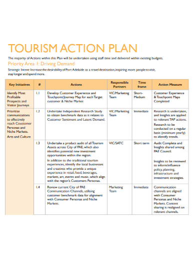 tourism action plan template
