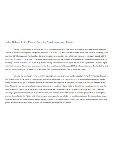 United Nations Action Plan on Sports