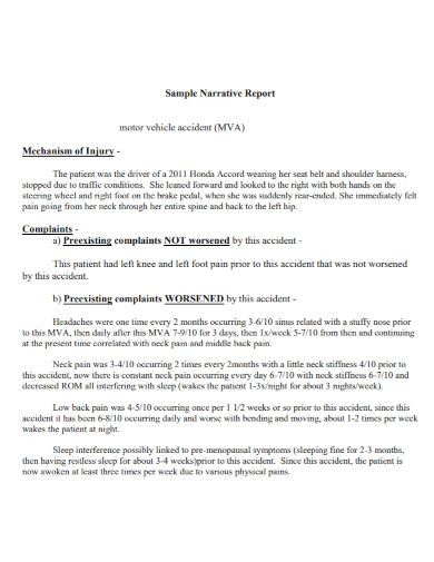 Vehicle Accident Narrative Report