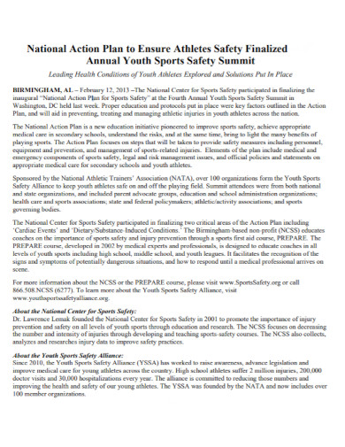 Youth Sports Action Plan