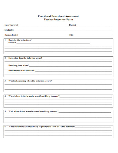 behavioral assessment interview form