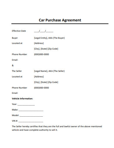 car purchase agreement from1