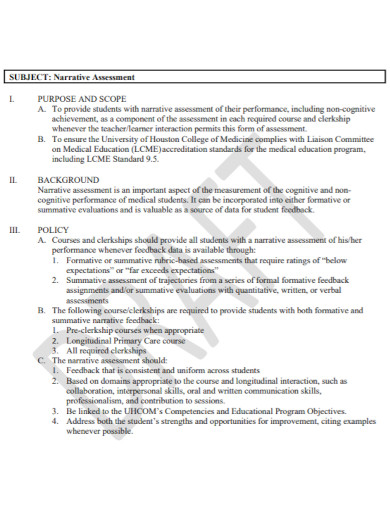 Narrative Assessment - 10+ Examples, Format, Pdf 