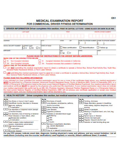 commercial medical examination report