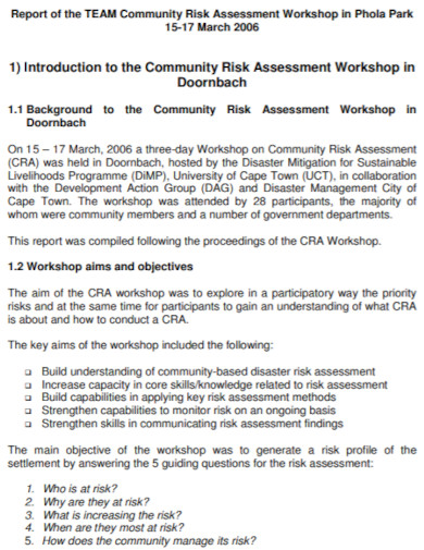 community risk assessment workshop