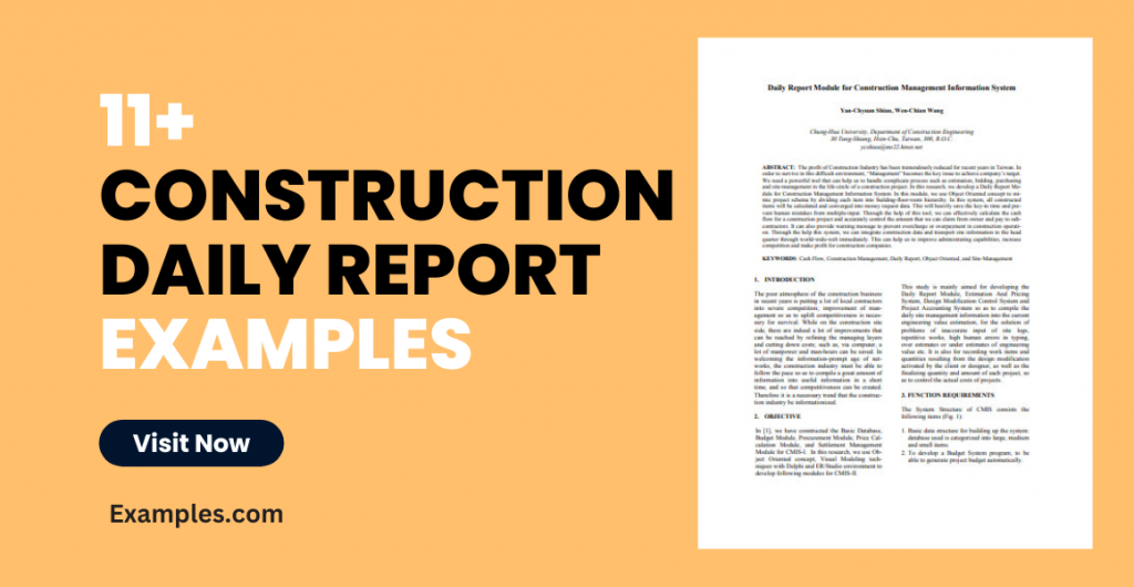 Construction Daily Report Examples
