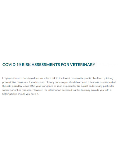 covid 19 risk assessment for veterinary 