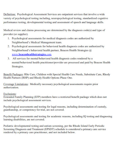 Psychological Assessment - 10+ Examples, Format, Pdf | Examples