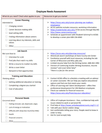 Employee Needs Assessment - 10+ Examples, Format, Pdf