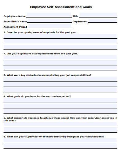 Employee Self Assessment - 10+ Examples, Format, Pdf 