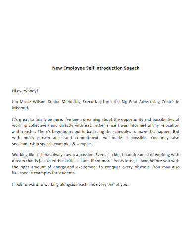 employee self introduction speech
