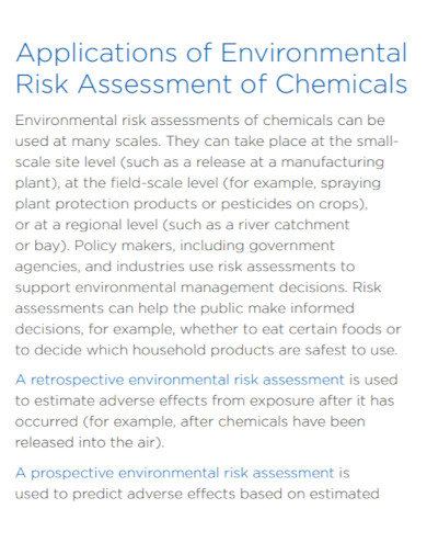 environmental risk assessment of chemicals