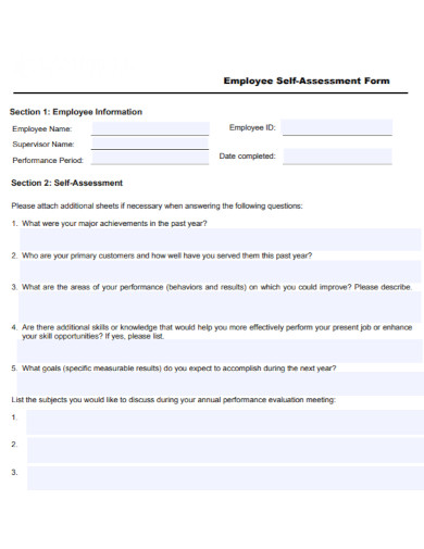 Employee Self Assessment - 10+ Examples, Format, Pdf | Examples