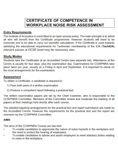 Noise Risk Assessment - 10+ Examples, Format, Pdf | Examples