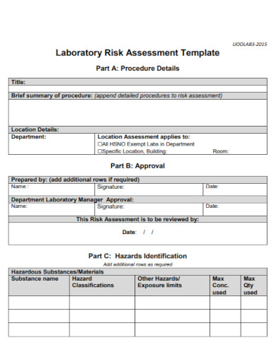 laboratory risk assessment template