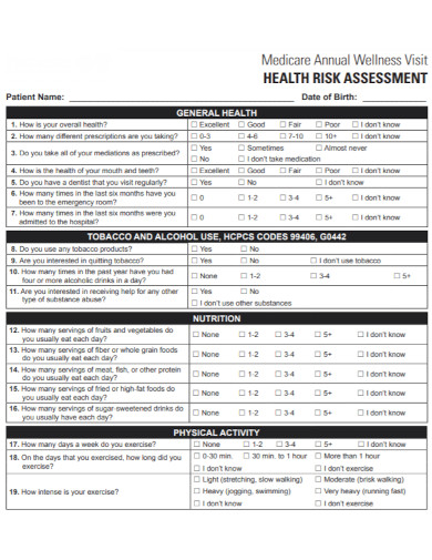 medicare health risk assessment