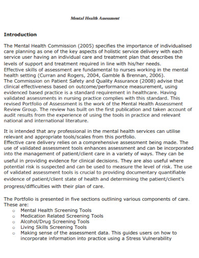 Mental Health Assessment 10 Examples Format Pdf Examples