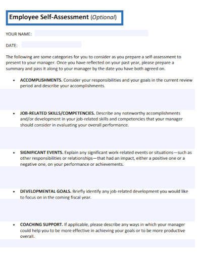 Employee Self Assessment - 10+ Examples, Format, Pdf | Examples