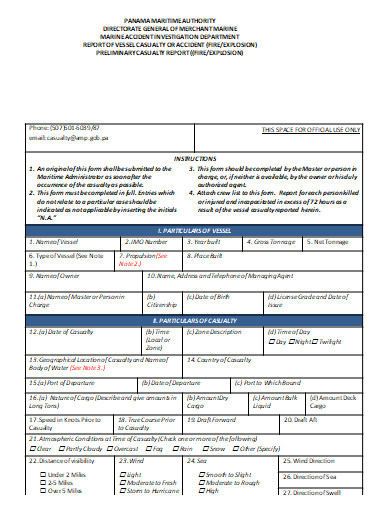 Printable Fire Accident Report