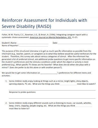 reinforce assessment for individuals