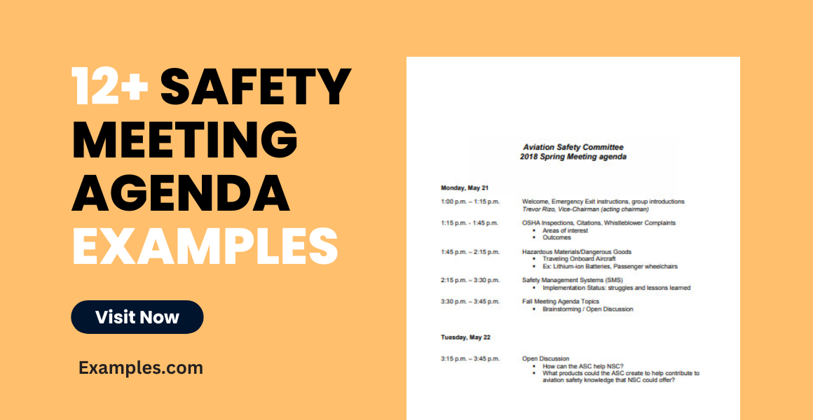 Safety Meeting Agenda Examples